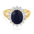 9ct Yellow Gold Sapphire and Diamond Dress Ring 3.210+0.010 CT