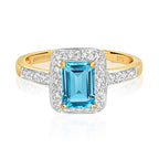 9ct Yellow Gold Blue Topaz and Diamond Engagement Ring 0.000+0.100 CT