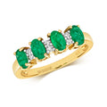 Modrwy Ddi-ddiwedd Emrallt a Diemwnt Aur Melyn 9ct 0.800+0.010 CT