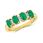 Modrwy Ddi-ddiwedd Emrallt a Diemwnt Aur Melyn 9ct 0.800+0.010 CT