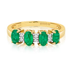 Modrwy Ddi-ddiwedd Emrallt a Diemwnt Aur Melyn 9ct 0.800+0.010 CT