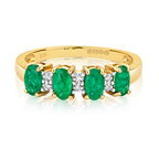 Modrwy Ddi-ddiwedd Emrallt a Diemwnt Aur Melyn 9ct 0.800+0.010 CT