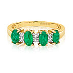 Modrwy Ddi-ddiwedd Emrallt a Diemwnt Aur Melyn 9ct 0.800+0.010 CT