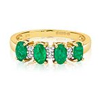 Modrwy Ddi-ddiwedd Emrallt a Diemwnt Aur Melyn 9ct 0.800+0.010 CT