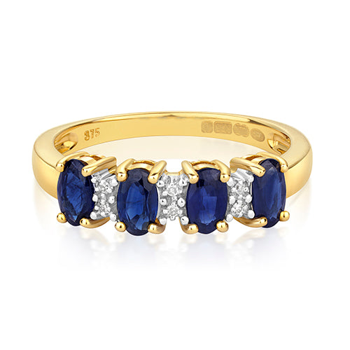 9ct Yellow Gold Sapphire and Diamond Eternity Ring 0.800+0.010 CT
