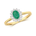 9ct Yellow Gold Emerald and Diamond Engagement Ring 0.420+0.150 CT