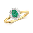 9ct Yellow Gold Emerald and Diamond Engagement Ring 0.420+0.150 CT
