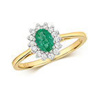9ct Yellow Gold Emerald and Diamond Engagement Ring 0.420+0.150 CT