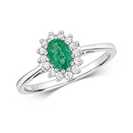 9ct White Gold Emerald and Diamond Engagement Ring 0.500+0.150 CT