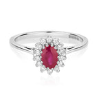 9ct White Gold Ruby and Diamond Engagement Ring 0.420+0.150 CT