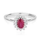 9ct White Gold Ruby and Diamond Engagement Ring 0.420+0.150 CT