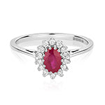 9ct White Gold Ruby and Diamond Engagement Ring 0.420+0.150 CT