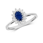 9ct White Gold Sapphire and Diamond Engagement Ring 0.520+0.150 CT
