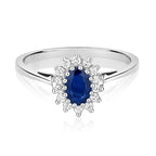 9ct White Gold Sapphire and Diamond Engagement Ring 0.520+0.150 CT