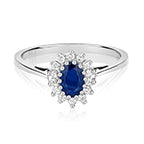 9ct White Gold Sapphire and Diamond Engagement Ring 0.520+0.150 CT
