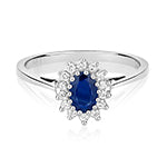 9ct White Gold Sapphire and Diamond Engagement Ring 0.520+0.150 CT