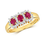 9ct Yellow Gold Ruby and Diamond Engagement Ring 0.740+0.130 CT