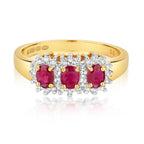 9ct Yellow Gold Ruby and Diamond Engagement Ring 0.740+0.130 CT