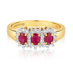 9ct Yellow Gold Ruby and Diamond Engagement Ring 0.740+0.130 CT