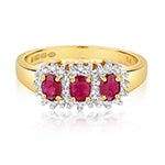 9ct Yellow Gold Ruby and Diamond Engagement Ring 0.740+0.130 CT