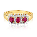 9ct Yellow Gold Ruby and Diamond Engagement Ring 0.740+0.130 CT