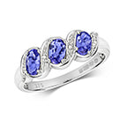 9ct White Gold Tanzanite and Diamond Dress Ring 0.000+0.010 CT