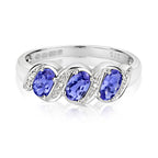 9ct White Gold Tanzanite and Diamond Dress Ring 0.000+0.010 CT