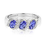 9ct White Gold Tanzanite and Diamond Dress Ring 0.000+0.010 CT