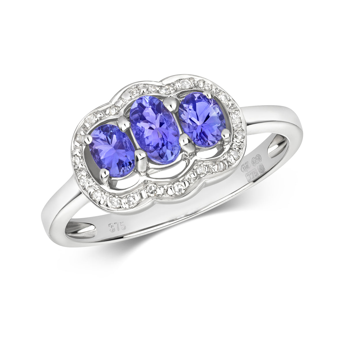 9ct White Gold Tanzanite and Diamond Dress Ring 0.500+0.070 CT