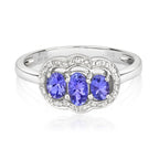 9ct White Gold Tanzanite and Diamond Dress Ring 0.500+0.070 CT