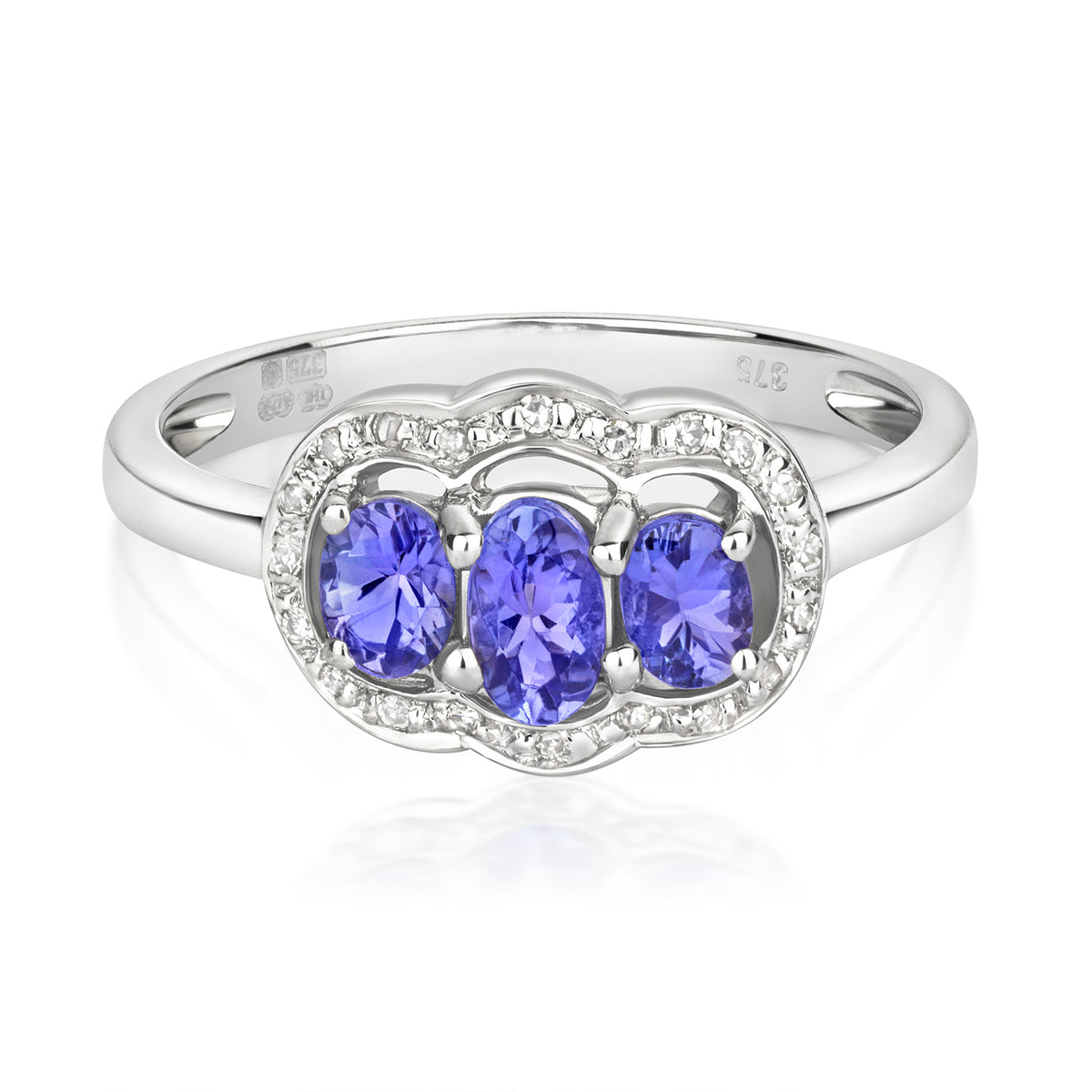9ct White Gold Tanzanite and Diamond Dress Ring 0.500+0.070 CT