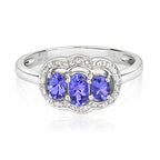 9ct White Gold Tanzanite and Diamond Dress Ring 0.500+0.070 CT