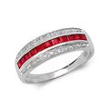 9ct White Gold Ruby and Diamond Band Ring 0.760+0.090 CT