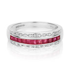 9ct White Gold Ruby and Diamond Band Ring 0.760+0.090 CT