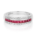 9ct White Gold Ruby and Diamond Band Ring 0.760+0.090 CT