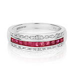 9ct White Gold Ruby and Diamond Band Ring 0.760+0.090 CT