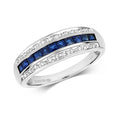 9ct White Gold Sapphire and Diamond Band Ring 0.760+0.090 CT