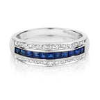 9ct White Gold Sapphire and Diamond Band Ring 0.760+0.090 CT