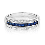 9ct White Gold Sapphire and Diamond Band Ring 0.760+0.090 CT
