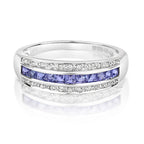 9ct White Gold Tanzanite and Diamond Band Ring 0.760+0.090 CT