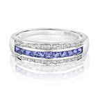 9ct White Gold Tanzanite and Diamond Band Ring 0.760+0.090 CT