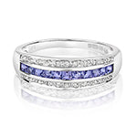 9ct White Gold Tanzanite and Diamond Band Ring 0.760+0.090 CT