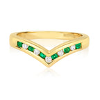 9ct Yellow Gold Emerald and Diamond Dress Ring 0.24 CT