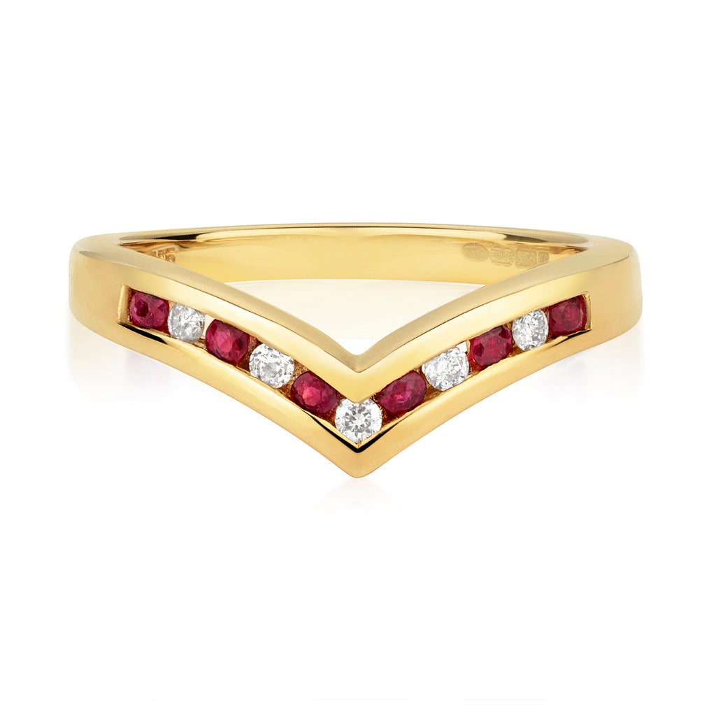 9ct Yellow Gold Ruby and Diamond Dress Ring 0.28 CT