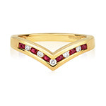 9ct Yellow Gold Ruby and Diamond Dress Ring 0.28 CT