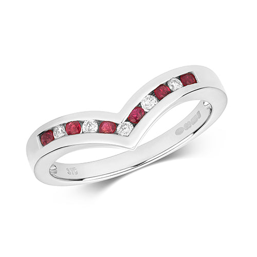 9ct White Gold Ruby and Diamond Dress Ring 0.28 CT