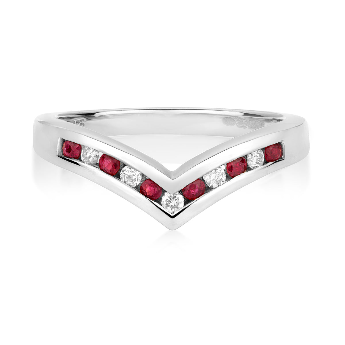 9ct White Gold Ruby and Diamond Dress Ring 0.28 CT