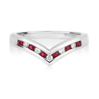 9ct White Gold Ruby and Diamond Dress Ring 0.28 CT