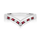 9ct White Gold Ruby and Diamond Dress Ring 0.28 CT