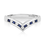 9ct White Gold Sapphire and Diamond Dress Ring 0.28 CT